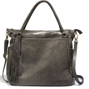 JOHNNY WAS Brown Leather Shoulder Bag with Tassel Detail